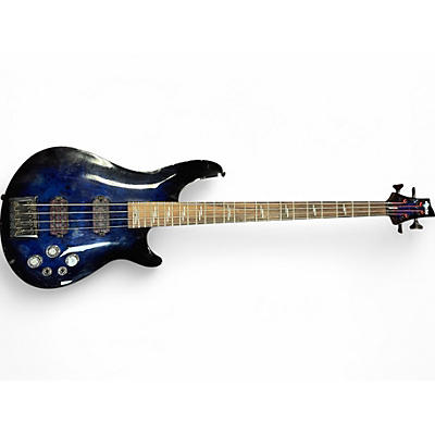 Used Schecter Guitar Research omen elite 4 string Blue Burst Electric Bass Guitar