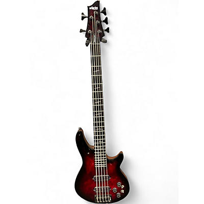 Used Schecter Guitar Research omen elite bass Crimson Red Trans Electric Bass Guitar