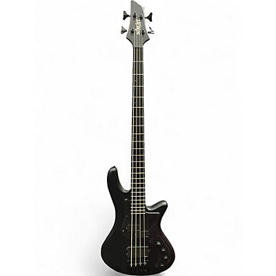 Used Schecter Guitar Research stiletto 4 stealth pro ex Satin Black Electric Bass Guitar