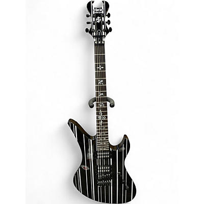 Used Schecter Guitar Research syn standard Black and White Solid Body Electric Guitar