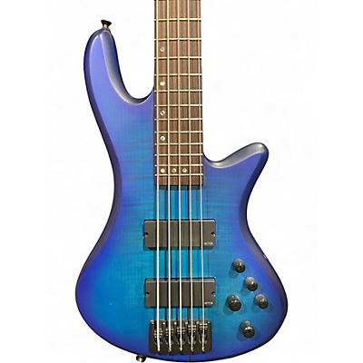 Used Schecter Stiletto 5 String Blue Burst Electric Bass Guitar