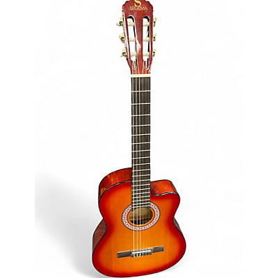 Used Segovia GC-2CE ABS Cherry Sunburst Classical Acoustic Electric Guitar