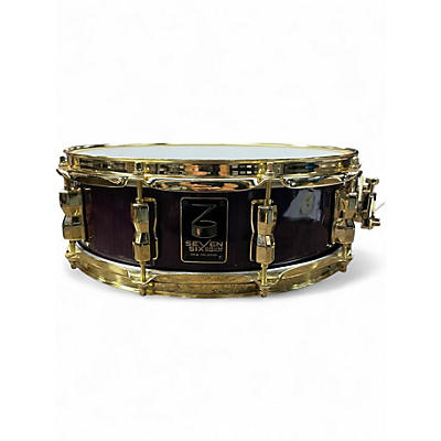 Used Seven Six Drum Company 4.5X14 Cypress Stave Shell Snare Transparent Purple Drum