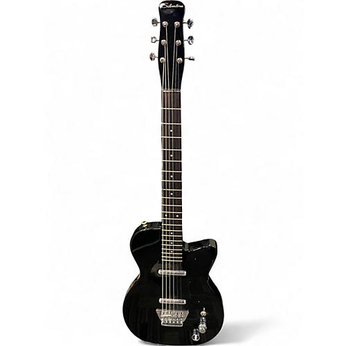 Used Silvertone 1303 BK Black Solid Body Electric Guitar Black