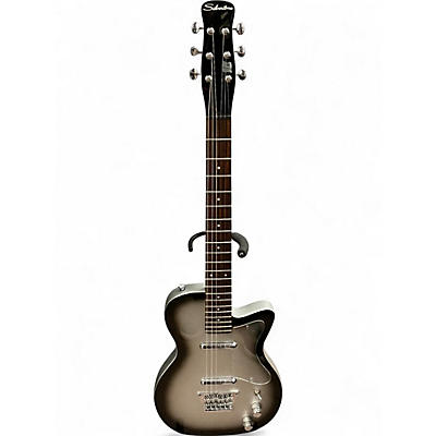 Used Silvertone 1303 Black and Silver Solid Body Electric Guitar