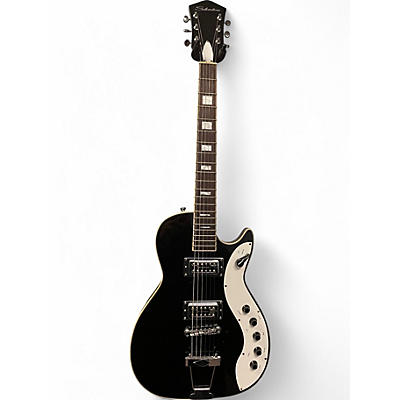 Used Silvertone 1423 Jupiter Black Gold Metallic Flake Solid Body Electric Guitar