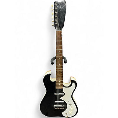 Used Silvertone 1448 WITH CASE AMPLIFIER Black Solid Body Electric Guitar