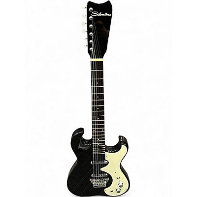 Used Silvertone 1449 Black Sparkle Solid Body Electric Guitar