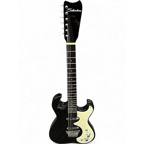 Used Silvertone 1449 Black Sparkle Solid Body Electric Guitar Black Sparkle