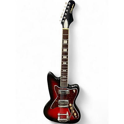 Used Silvertone 1478RSB Crimson Red Burst Solid Body Electric Guitar
