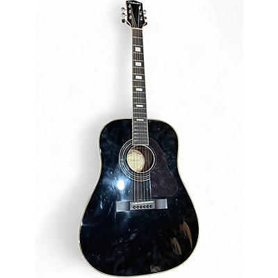 Used Silvertone 955 Dreadnought Black Acoustic Guitar