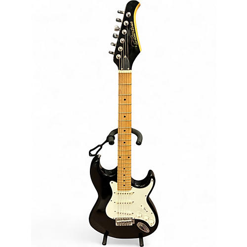 Used Silvertone Double Cut Black Solid Body Electric Guitar Black