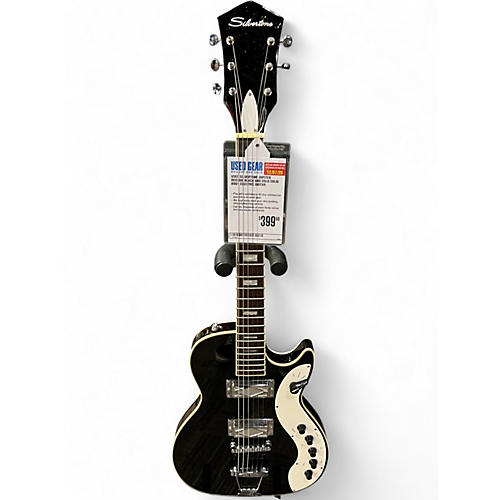 Used Silvertone Jupiter Reissue Black and Gold Solid Body Electric Guitar Black and Gold