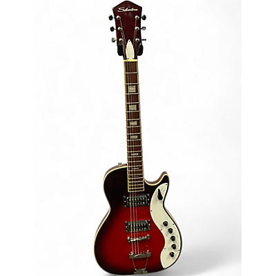 Used Silvertone Jupiter Reissue Red Sparkle Solid Body Electric Guitar