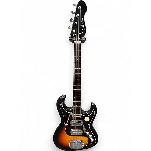 Used Silvertone short scale 14909 2 Tone Sunburst Electric Bass Guitar 2 Tone Sunburst