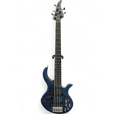Used Singleton  Sensei 5 Blue Electric Bass Guitar