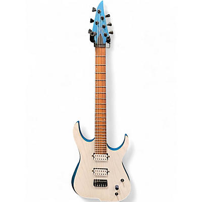 Used Skervesen Raptor 6 Trans White Trans Teal Solid Body Electric Guitar