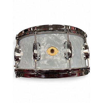Used Slingerland 14in RADIO KING SNARE DRUM White Marine Pearl Drum