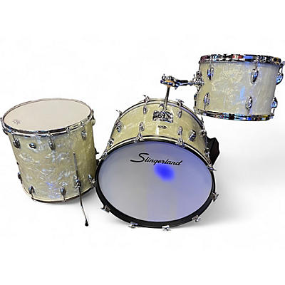 Used Slingerland 3 Piece Marine Drum Set White Marine Drum Kit