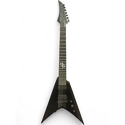 Used Solar Flying V 7 Black Solid Body Electric Guitar Black
