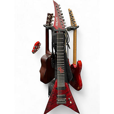 Solar Guitars Used Solar Guitars V1.8 Canibalismo Blood Red Open Pore with Blood Splatter Baritone Guitars