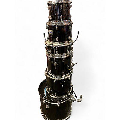 Used Sp 6 Piece DRUM SET Black Drum Kit