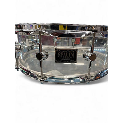 Used Spaun 14X5.5 CUSTOM ACRYLIC SNARE DRUM Clear Drum