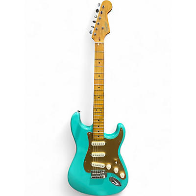 Used Squier 40th Anniversary Stratocaster Satin Sea Foam Green Solid Bod Green Solid Body Electric Guitar