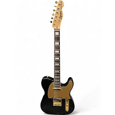 Used Squier 40th Anniversary Telecaster Gold Edition Black Solid Body Electric Guitar