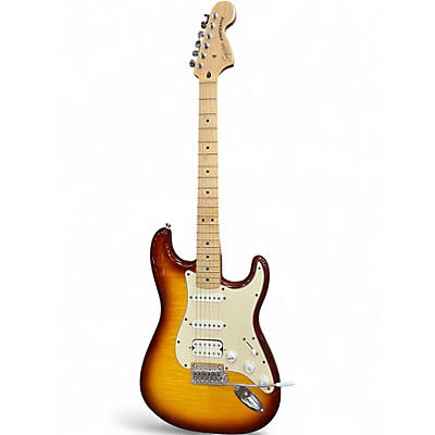 Used Squier Affinity FMT HSS Strat Flame Maple Cherry Sunburst Solid Body Electric Guitar