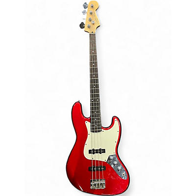 Used Squier Affinity Jazz Bass Chrome Red Electric Bass Guitar