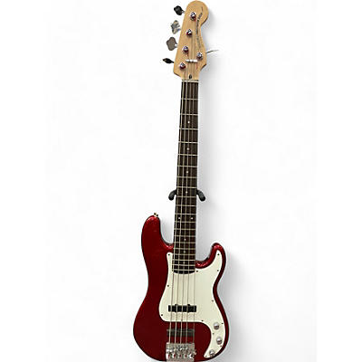 Squier Used Squier Affinity Jazz Bass V 5 String Chrome Red Electric Bass Guitar