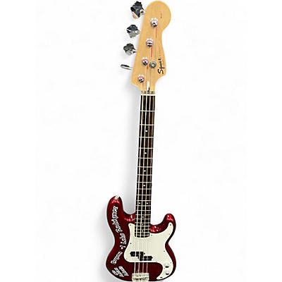 Used Squier Affinity Precision Bass Candy Apple Red W/ Stickers Electric Bass Guitar