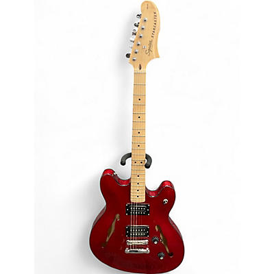Used Squier Affinity Series Starcaster Hollow Metallic Red Hollow Body Electric Guitar