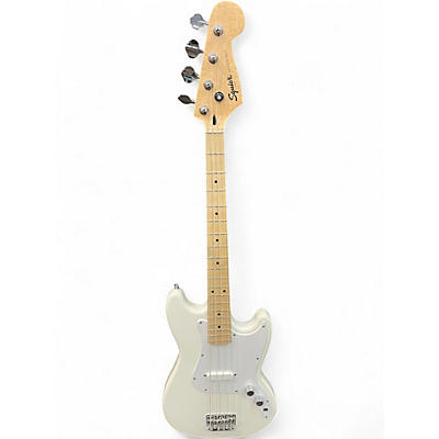 Used Squier Bronco Alpine White Electric Bass Guitar