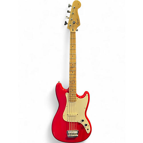 Used Squier Bronco Candy Apple Red Electric Bass Guitar Candy Apple Red