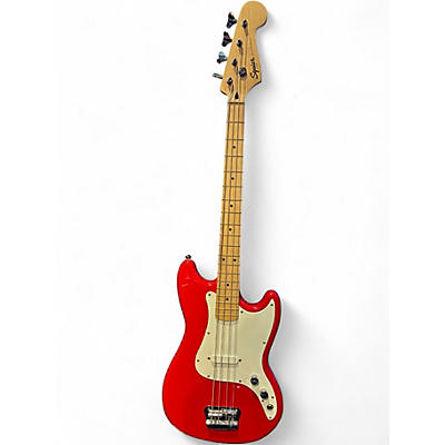 Used Squier Bronco Candy Apple Red Electric Bass Guitar