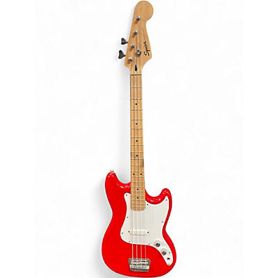 Used Squier Bronco Red Electric Bass Guitar