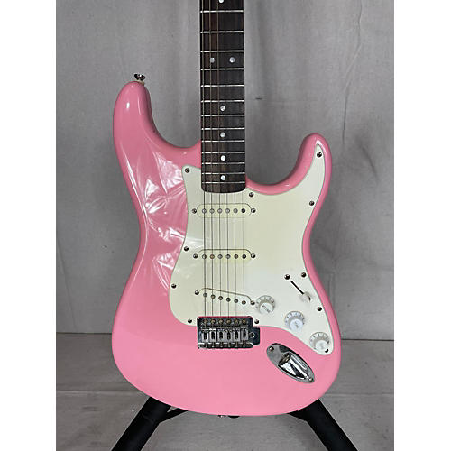 Used Squier Bullet Stratocaster Pink Solid Body Electric Guitar Pink