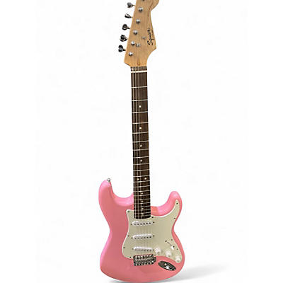 Used Squier Bullet Stratocaster Pink Solid Body Electric Guitar