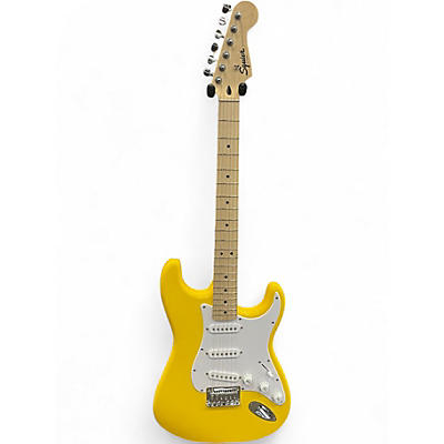 Used Squier Bullet Stratocaster yellow Solid Body Electric Guitar