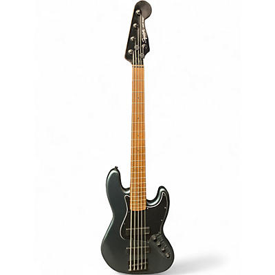 Used Squier Contemporary Active Jazz Bass HH V Metallic Gray Electric Bass Guitar