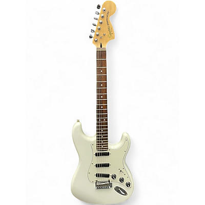 Used Squier Deluxe Hot Rails Stratocaster White Solid Body Electric Guitar