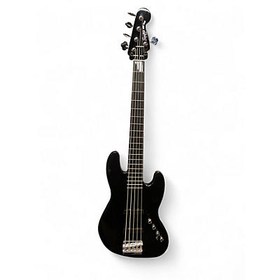 Used Squier Deluxe Jazz Bass Active V 5 String Black Electric Bass Guitar