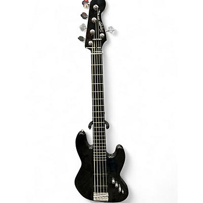 Used Squier Deluxe Jazz Bass Active V 5 String Black Electric Bass Guitar