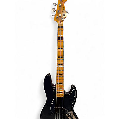 Used Squier Deluxe Jazz Bass Active V 5 String Black Electric Bass Guitar