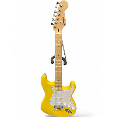 Used Squier Fender Limited Edition Squier Sonic Stratocaster HT Graffiti Yellow Solid Body Electric Guitar