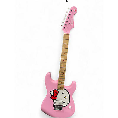 Used Squier HELLO KITTY STRATOCASTER PRESENT PINK Solid Body Electric Guitar