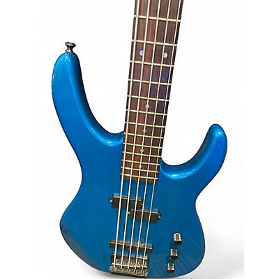 Used Squier HM 5 String Blue Electric Bass Guitar