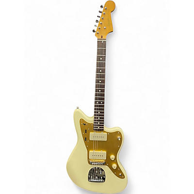 Used Squier J Mascis Jazzmaster WHITE AND GOLD Solid Body Electric Guitar